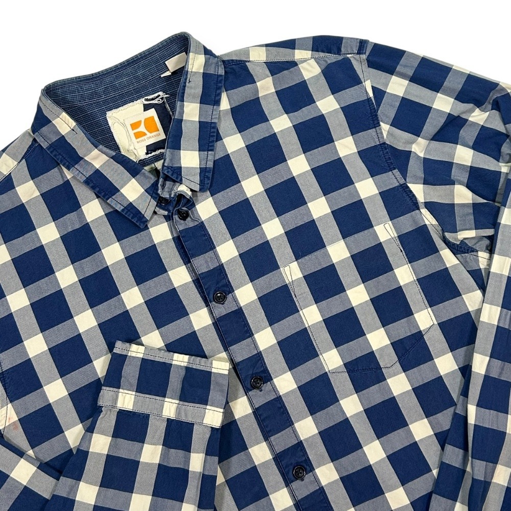 BOSS Orange Plaid Button Up Long‎ Sleeve Casual Shirt, Men's Large